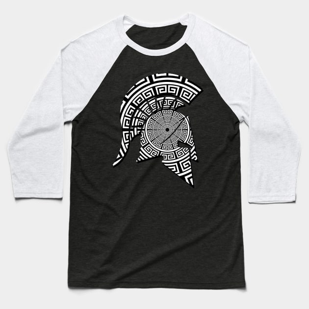 Spartan Helmet Meander Baseball T-Shirt by Scar